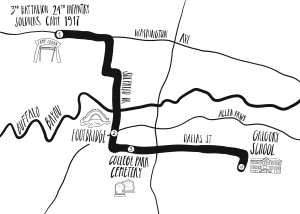 Jefferson Pinder's "Fire and Movement" map of performance route