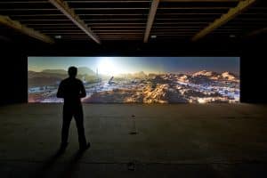 Installation view of Kelly Richardson's Mariner 9