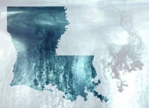 Postcard of Nick Vaughan and Jake Margolin 50 States: Louisiana video installation